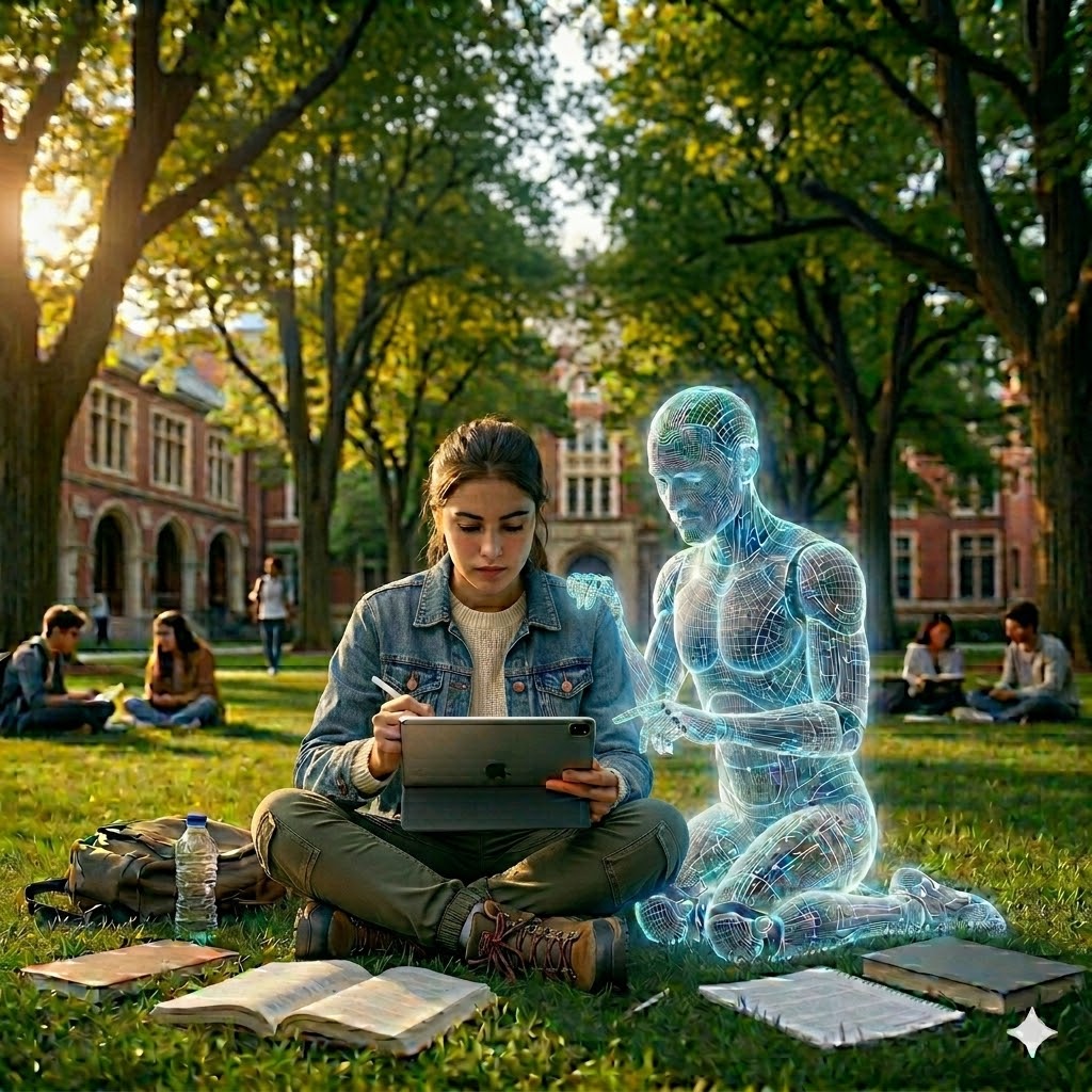 Grupo de estudiantes chilenos con IA holográfica